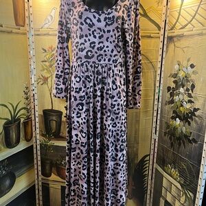 LuLaRoe Pink and Black Animal Print Long Sleeve Dress